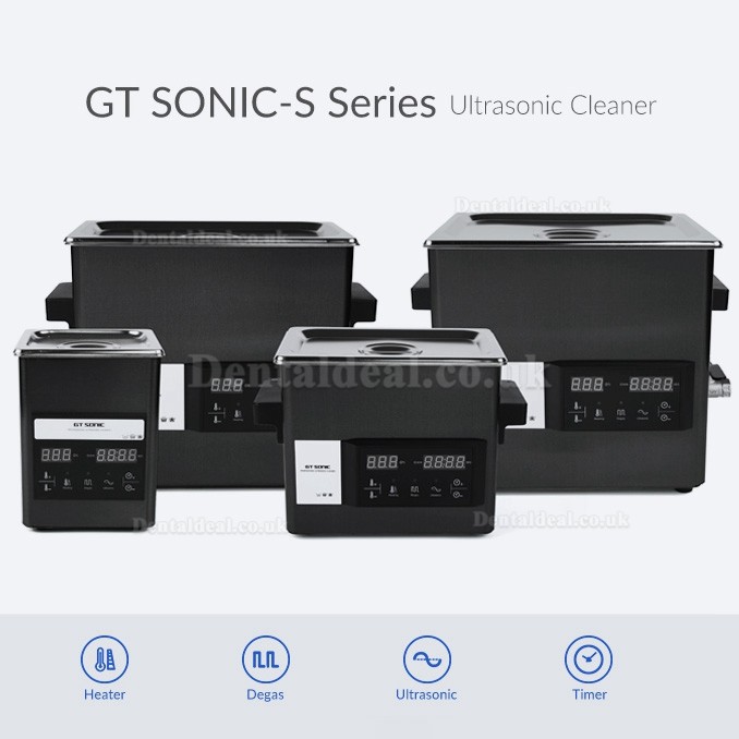 GT SONIC S-Series 2-9L Touch Panel Ultrasonic Cleaner with Heater 50-200W Stainless Steel